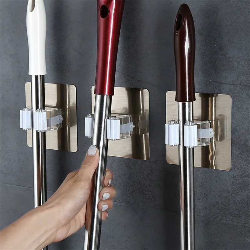 

Magic stick snap hook non-trace mop frame hanging non-trace bathroom toilet free nail mop clamp holder