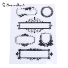 DoreenBeads Silicone Clear Stamps Transparent Vintage European Style Window DIY Scrapbooking Tool Approx 9.2x 3.2cm-3.4cm,1 Set