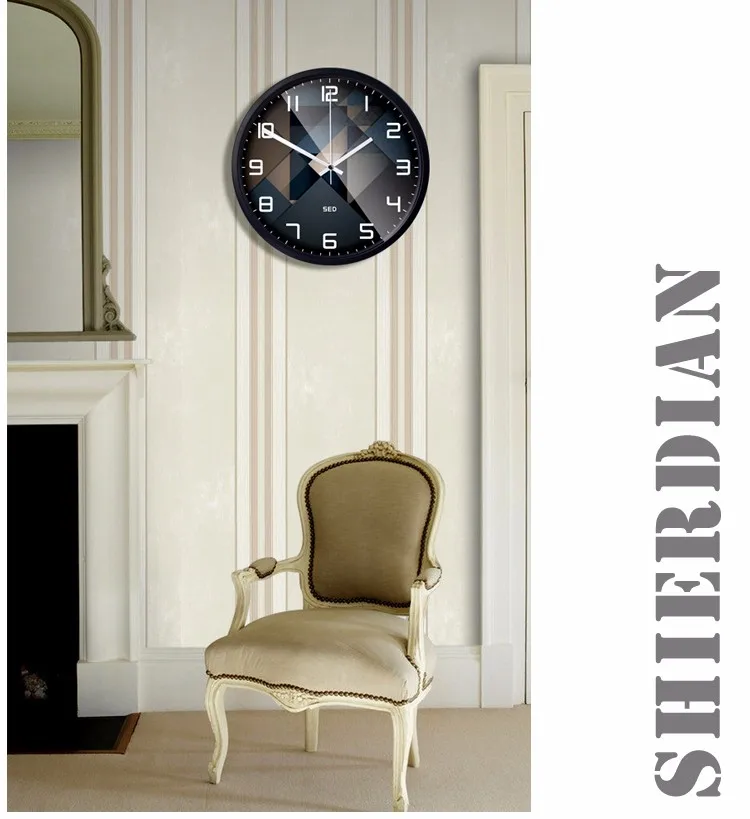 Модные украшения для дома Металл настенные часы 12 дюймов круглые часы абстрактный узор офисные украшения гостиной часы и часы