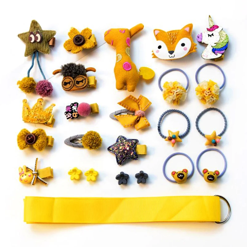 

24pcs Headwear Set New Children Accessories Cartoon Animals Hair Clips Girls Cute Rabbit Unicorn Hairpins Hair Band Headdress