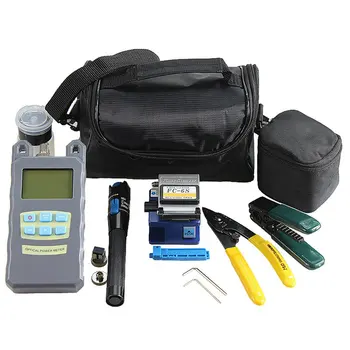 

Practical 14pcs Fiber Optic FTTH Tool Kit include Fiber Cleaver Optical Power Meter Visual Fault Locator Fiber Stripper