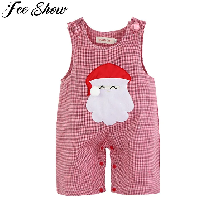 Детский комбинезон в клетку с Санта Клаусом|newborn baby|plaid romperinfant newborn |