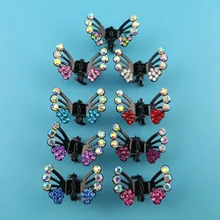 5 шт./партия заколки для волос для женщин модные аксессуары для волос для девочек Детские хрустальные броши в виде бабочек Когти для волос