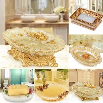 

European style resin soap holder fashion soap dish draining rack shower Tray plate toilet bathroom accessories