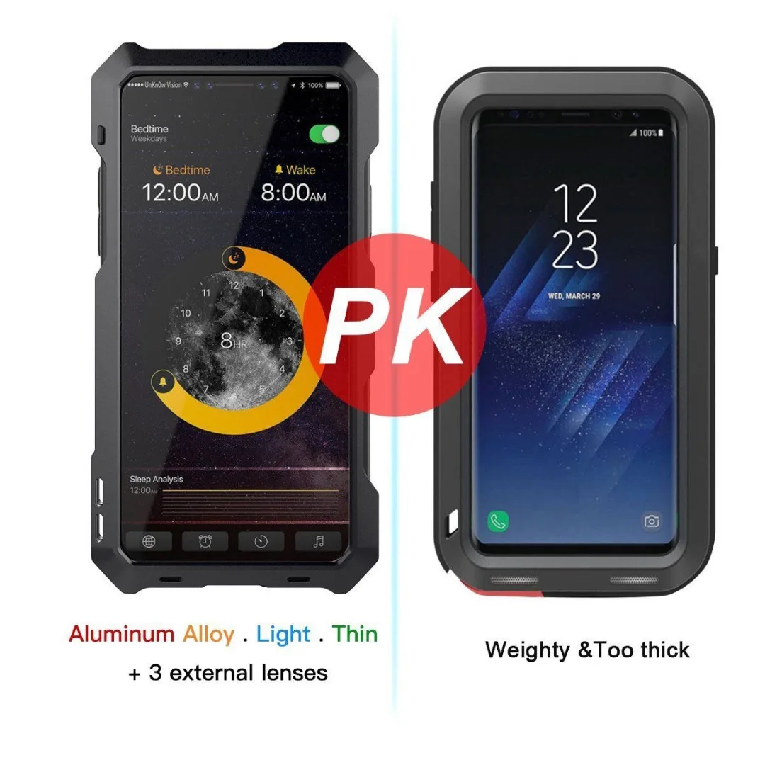 Phone Case For iPhone X XS Max XR Waterproof Shockproof Metal Case Cover+3 Camera Lens Capa For iphone 7 8 plus 6 6S plus Fundas