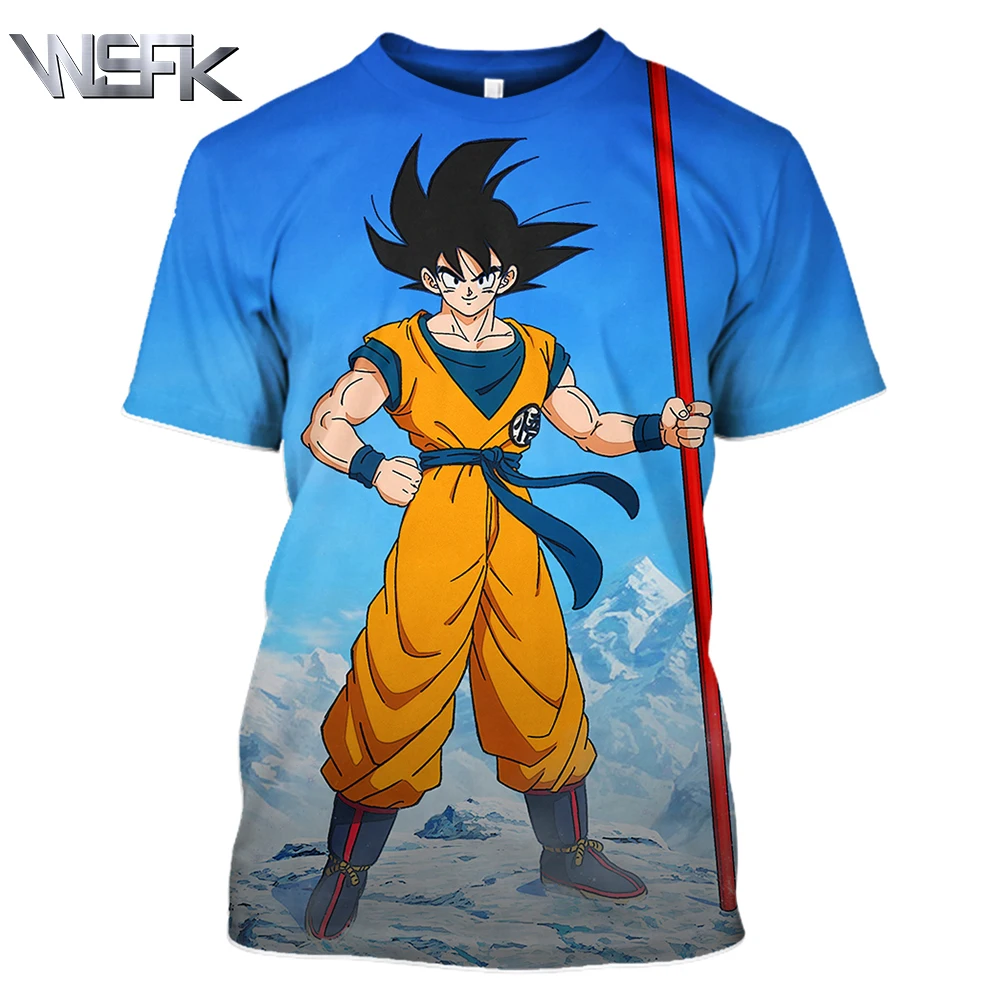 

WSFK men's and women's 3D printing anime dragon ball t shirt summer new fashion hip hop short-sleeved sweatshirt A1327