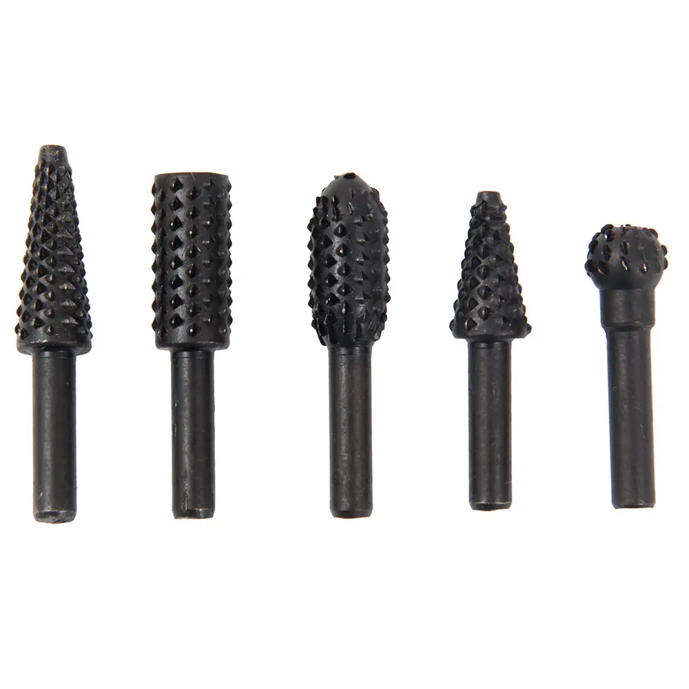 

5pcs Steel Rotary Rasp File 1/4" Shank Rotary Craft Files Rasp Burrs Wood Bits Grinding Power Woodworking Hand Tool