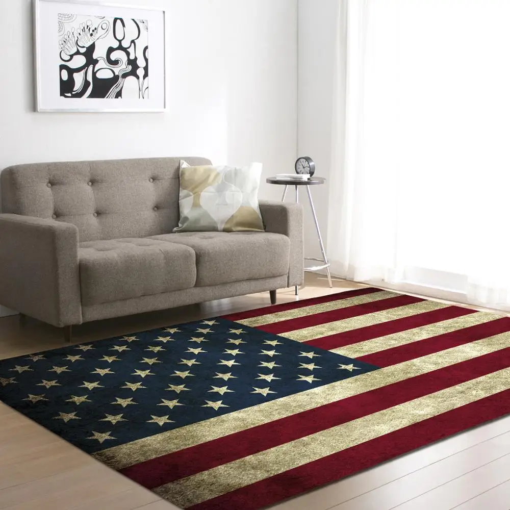 

Vintage Flag Print Carpet Modern Area Rug Floormat Kid Play Game Mat Anti-slip Large Blanket for Livingroom Bedroom Home Decor
