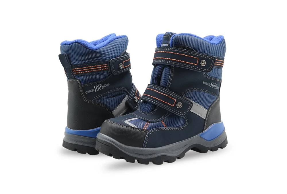 Apakowa/Зимние ботильоны для мальчиков детские водонепроницаемые теплые шерстяные альпинистские сапоги детская обувь на липучке