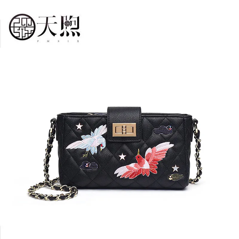 

Pmsix luxury fashion high-grade leather 2018 new female creative chain shoulder bag female small bag wild Messenger bag net red