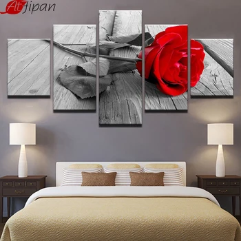 

Beautiful Red Rose Posters Canvas Painting Wall Art HD Print Home Decor Framed 5 Pieces For Living Room Flowers Pictures