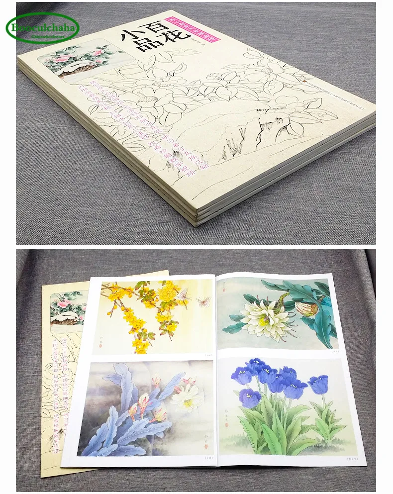 Asli Ukuran Besar Gongbi Line Buku Gambar Bunga Teratai Peony Bunga Burung Seratus Bunga 41 4X26 4 Cm