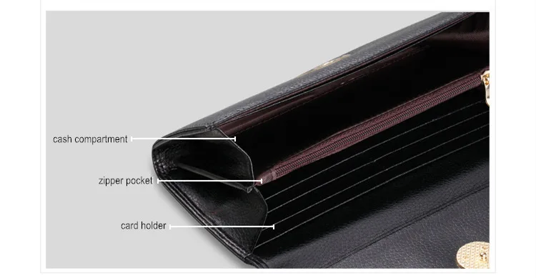 Ladies Cowhide Genuine Leather Wallet Long Female Purse Fashion Womens Wallets Famous Brand Coin Purses Card Holders Hasp