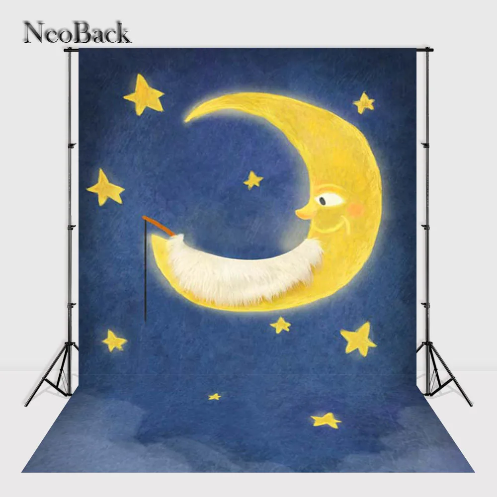 

NeoBack Vinyl cloth NewBorn Baby Moon Star Photography Backdrop Children kids backdrop Night View Studio Photo backgrounds P2373