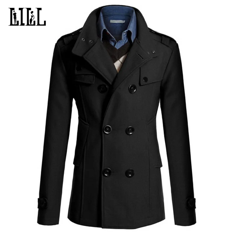 4XL мужское повседневное двубортное шерстяное пальто Мужское полупальто в стиле