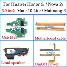 Для Huawei maimang 6/Nova 2i/Honor 9i/mate 10 Lite Usb гибкий кабель материнской платы громкий динамик вкл. Гибкий Силовой Кабель