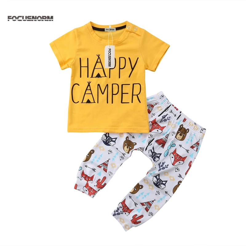 FOCUSNORM New Fashion Animals Newborn Baby Boys Girl Clothes Tops T shirt Pants Outfit Set Clothes