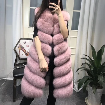 

Natural Real Fox Fur Vest 2018 Winter Fashion Fur Coat For Jacket Female Real Fur Fox Vest Long Fur Coats Multiple Colors H01