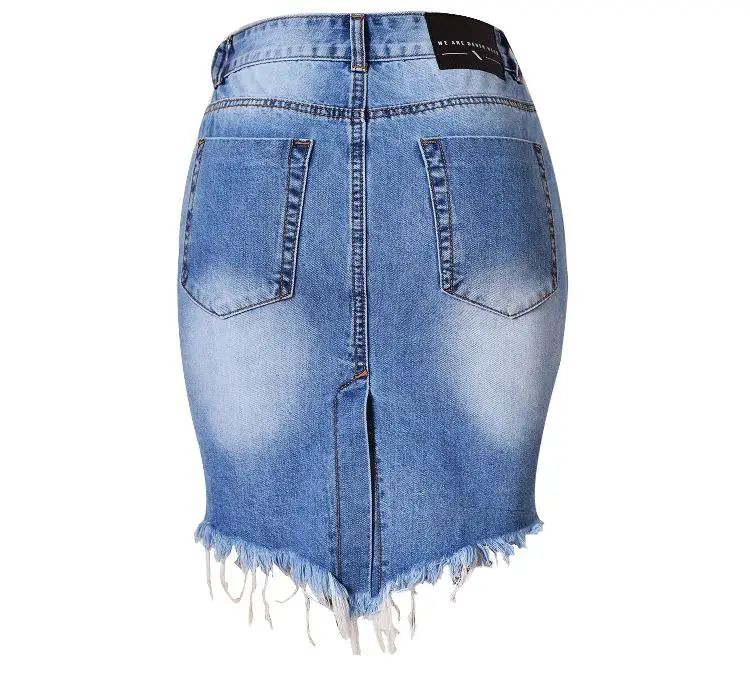 SupSindy Летняя женская джинсовая юбка с высокой талией дикие тонкие джинсовые юбки-карандаш из хлопка женские повседневные нерегулярные