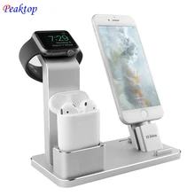 Peaktop Charging Dock Station Stand Holder for AirPods IPad Air Mini Apple Watch iWatch 38mm 42mm iPhone X 8 7 6 6S 5S SE Plus