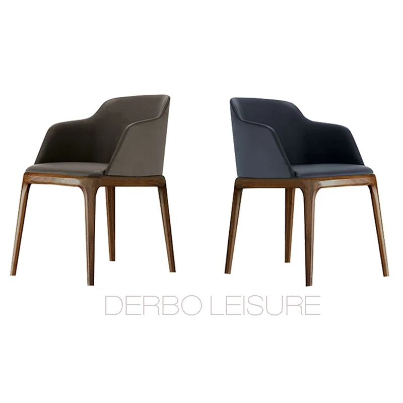

Modern Classic Design comfortable PU Leather Fabric Seat Solid oak ash wooden leg Upholstered luxury Dining Arm Side Chair 1PC