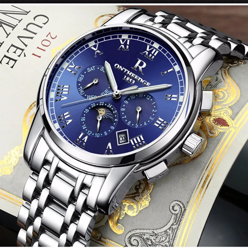 

Zegarki Meskie Brand Multifunction Mechanical Watch Men Fashion Watches Montres Waterproof Clock Sun Moon Calendar reloj hombre