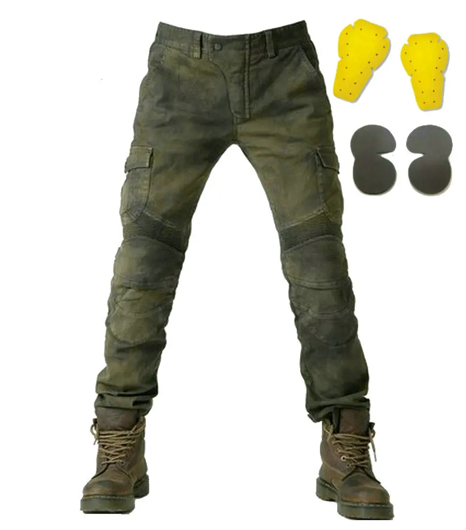 Army Green casual motorcycle ride pants motorcycle jeans denim pants