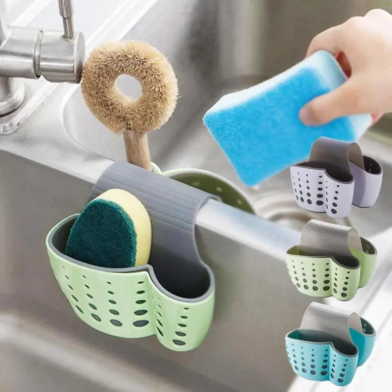 1pc Kitchen Sink Drain Basket Storage Shelf Adjustable Organizer Tank