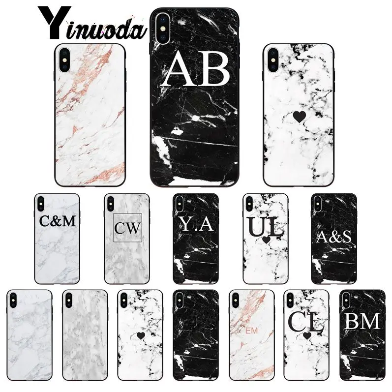 Yinuoda монограмма мраморные инициалы идеальный DIY чехол для телефона оболочка Apple