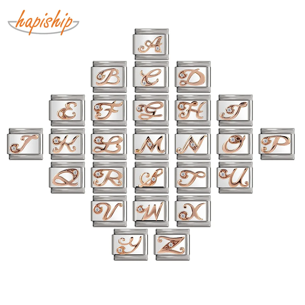 

Hapiship 2019 9mm Width Original Daisy Rose 26 Letters A-Z Italian Charm Fit 9mm Bracelet Stainless Steel Jewelry Making DJ186