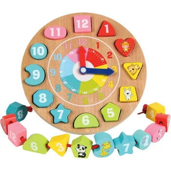 

Wooden Animal Block Toys Animal Figure Clock Colorful Geometric Assembling Blocks Toys Birthday Gift
