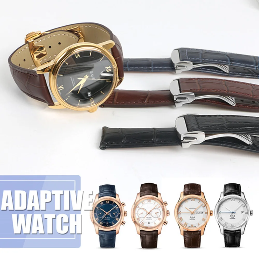 Ремешок для часов Omega из натуральной кожи 19 мм 20 21 черный синий коричневый|Ремешки