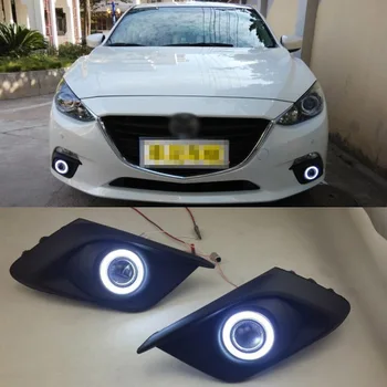 

Ownsun COB Angel Eye Rings Projector Lens with 3000K Halogen Lamp Source Black Fog Lights Bumper Cover For Mazda 3 Axela 2014