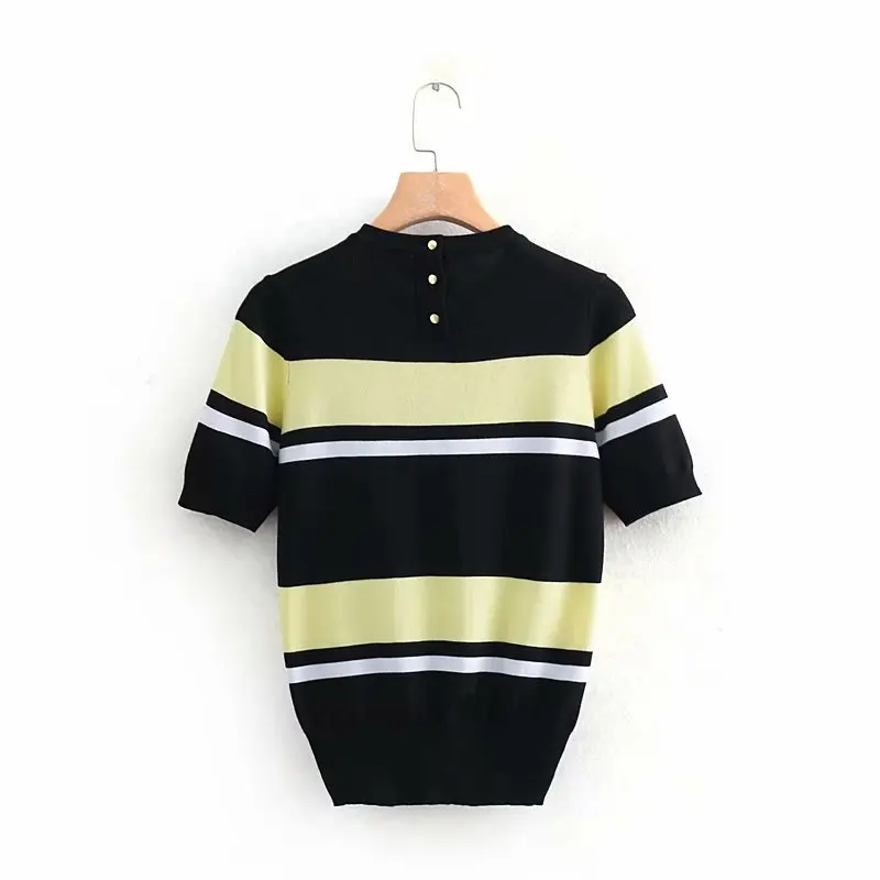 Spring Female Pillovers Sweater Stripe O-Neck Coat Short Casual Women Half Knitted Thin Jacket Female Outerwear Sweater Tops Spring Female Pillovers Sweater Stripe O-Neck Coat Short Casual Women Half Knitted Thin Jacket Female Outerwear Sweater Tops