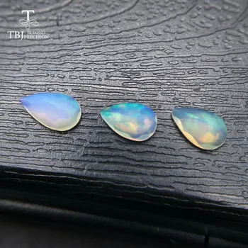 

Tbj ,3 pcs of natural ethiopian colorful opal pear 5*8mm top quality approx 1.5ct natural precious gemstones for silver jewelry