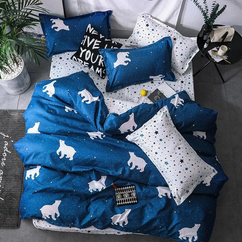 Arctic Night 4pcs Girl Boy Kid Bed Cover Set Duvet Cover Adult Child Bed Sheets And Pillowcases Comforter Bedding Set 2TJ-61018