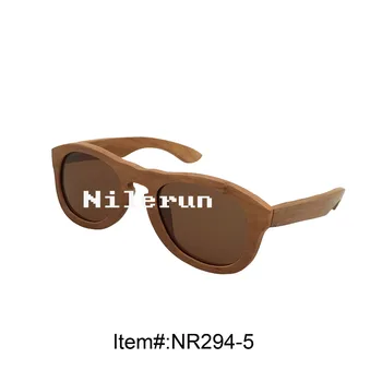 

unisex oval brown wooden sunglasses