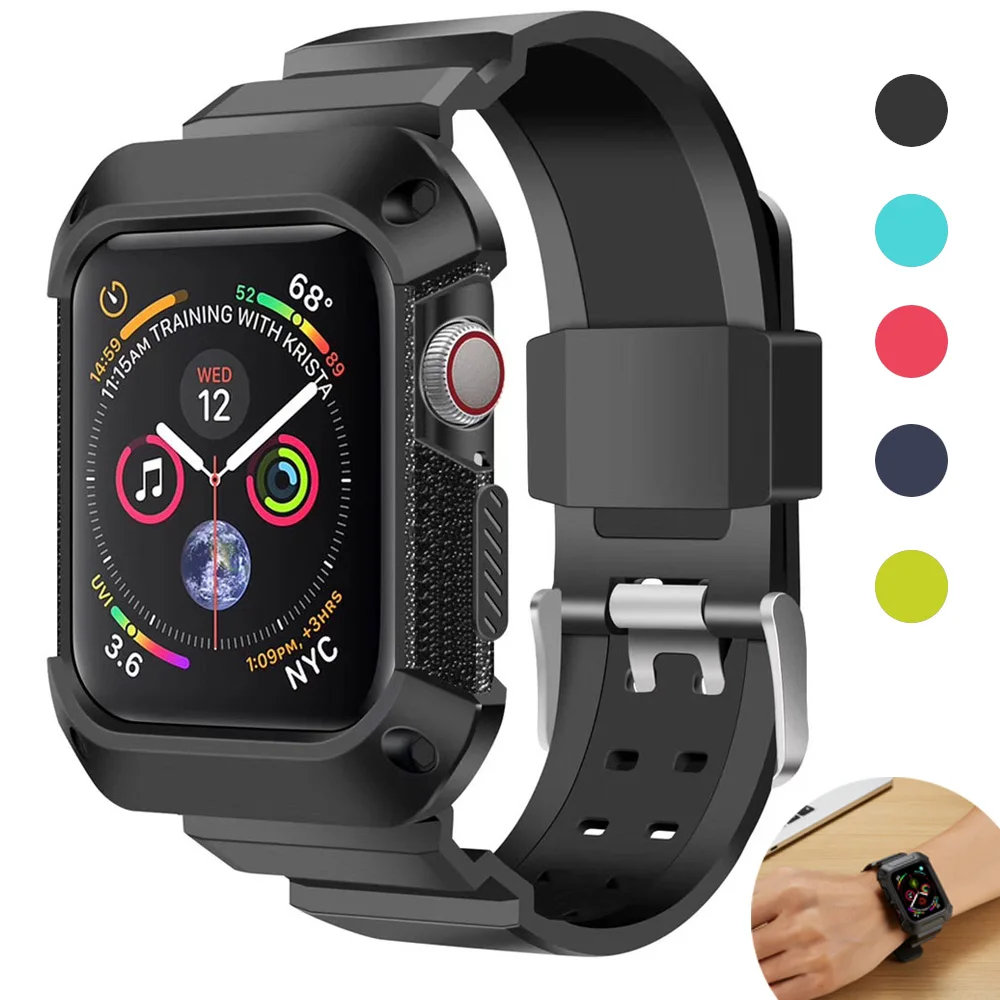 

Silicone Sport band for apple watch 3 2 1 42mm/38mm for iwatch 3/2/1 wrist band strap watchband with Protective case