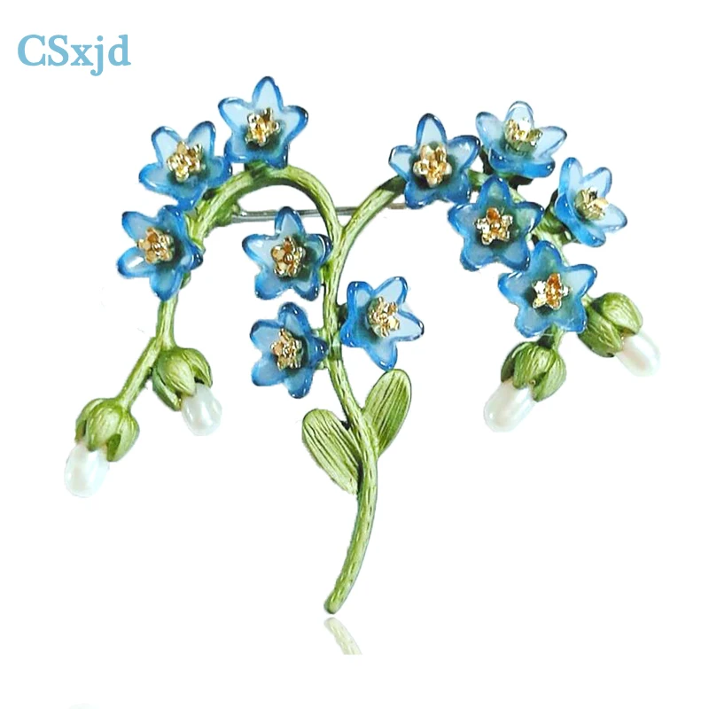 

CSxjd 2018 New Vintage Plant Jewelry Natural pearl Forget-me-not Flower brooch scarves buckle Accessories