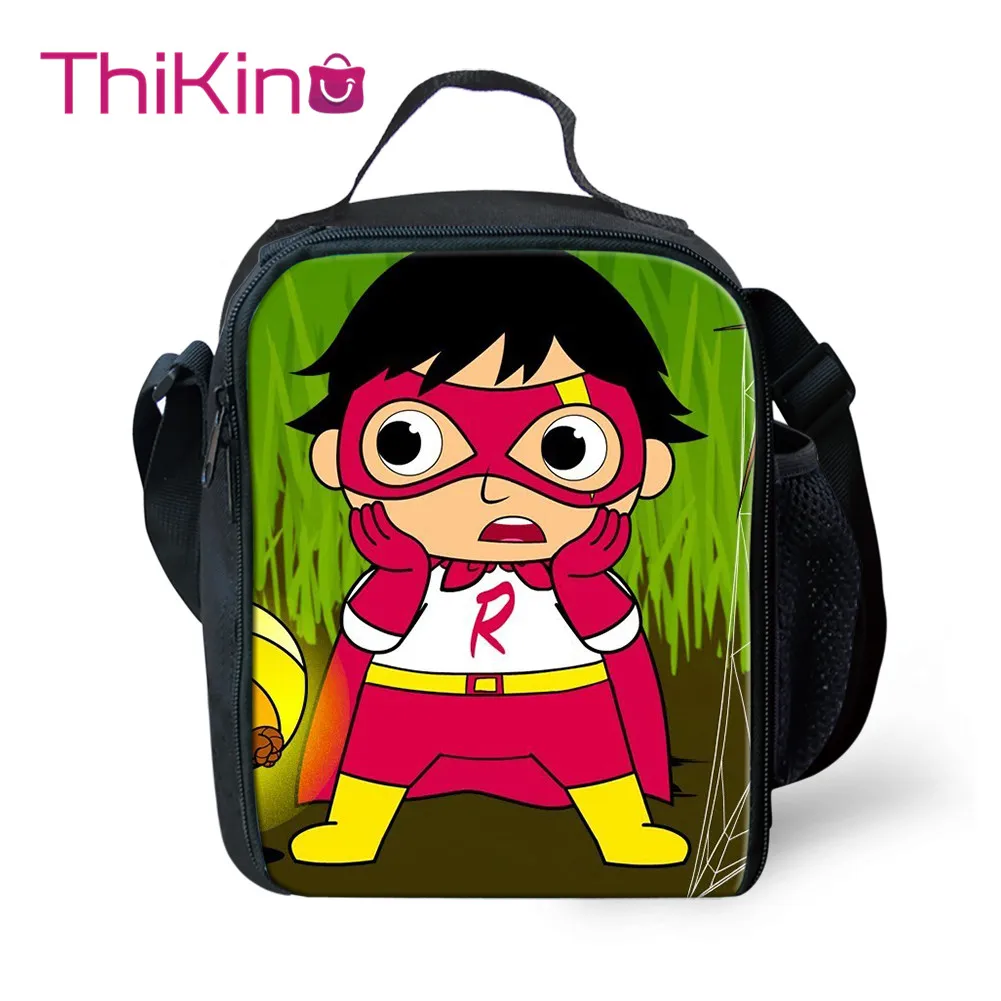 

Thikin Ryan's World Cartoon Cute Print Lunch Bags for Teen Boys Portable Cooler Box Cartoon Pattern Tote Picnic Pouch