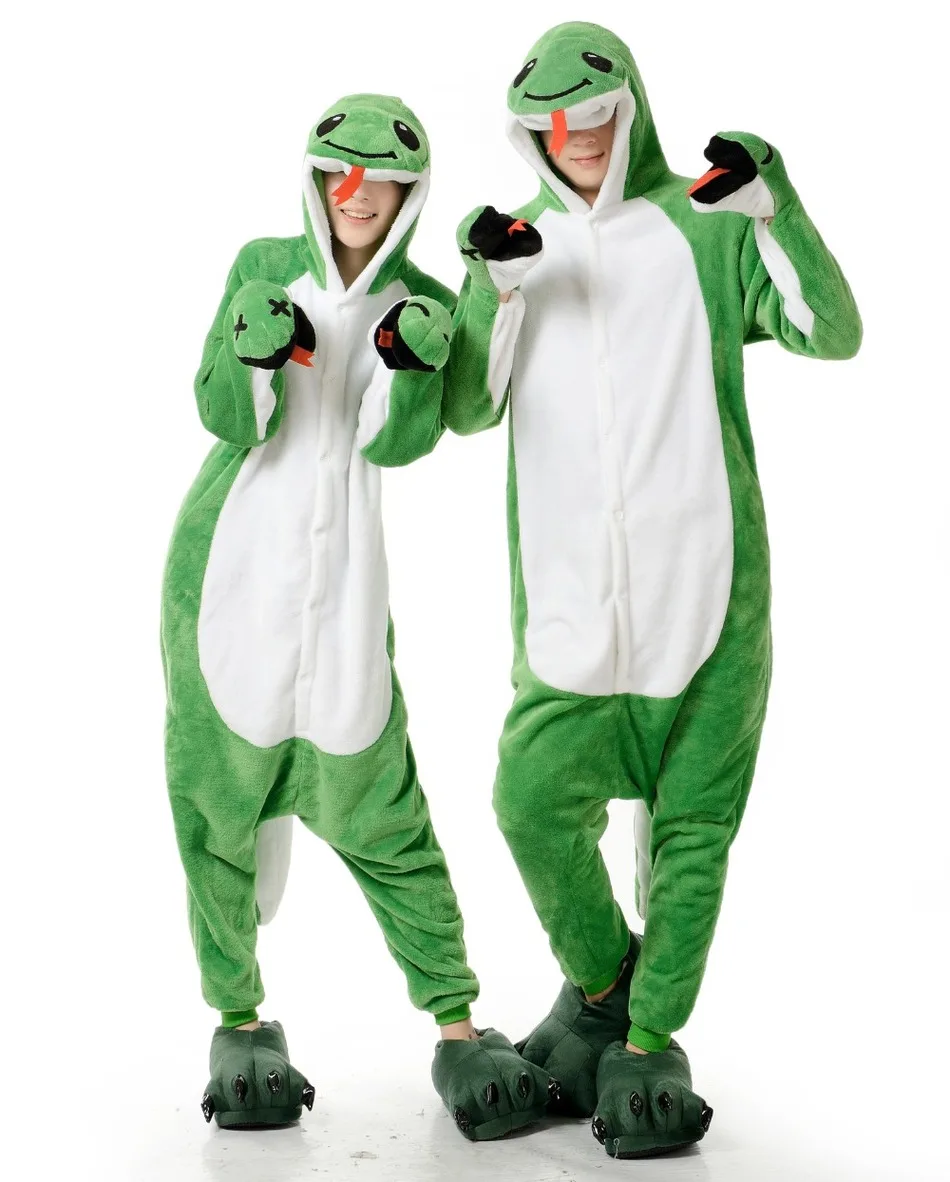 Kartun Hewan Siam Hijau Ular Flanel Pajama Party Pakaian Siam Pada