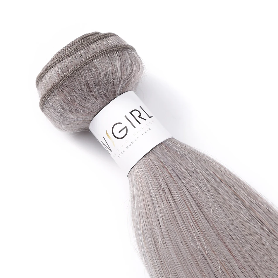Wigir прямые 14-24 дюйма серые бразильские волосы remy, волнистые серебристо-серые человеческие волосы, 4 пряди