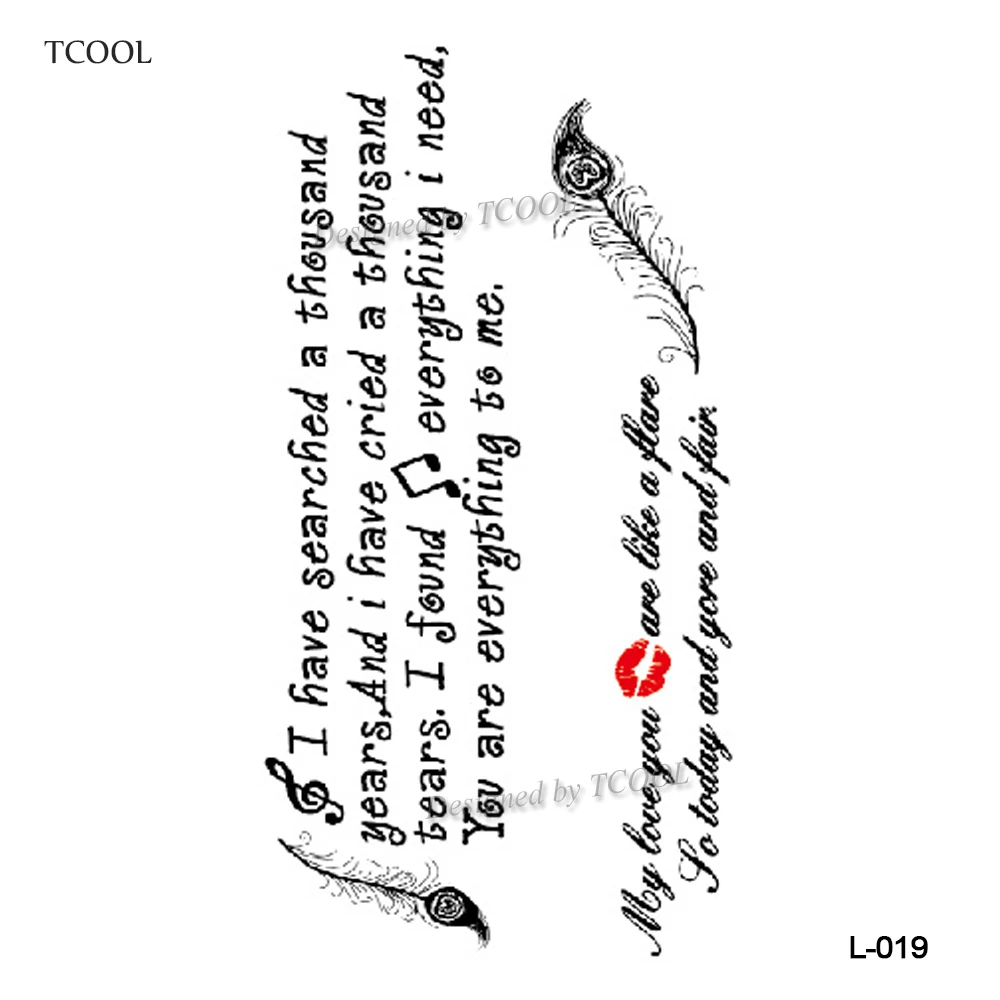 

HXMAN English Letter Waterproof Temporary Tattoos Sticker Women Men Arm Fake Body Art 10.5X6cm Kids Adult Hand Tattoo L-019