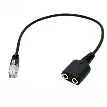 

PC headset to 4P4C RJ9/RJ10/RJ22 jack adapter dual 3.5mm headphones with mic to RJ9 plug for desk phone
