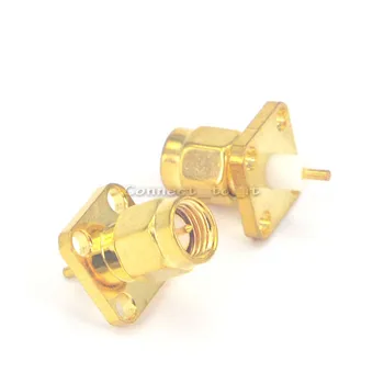 

100 Pieces SMA Male connector 4 hole Panel Mount Wire Connector Jack Solder Post Terminal Connector