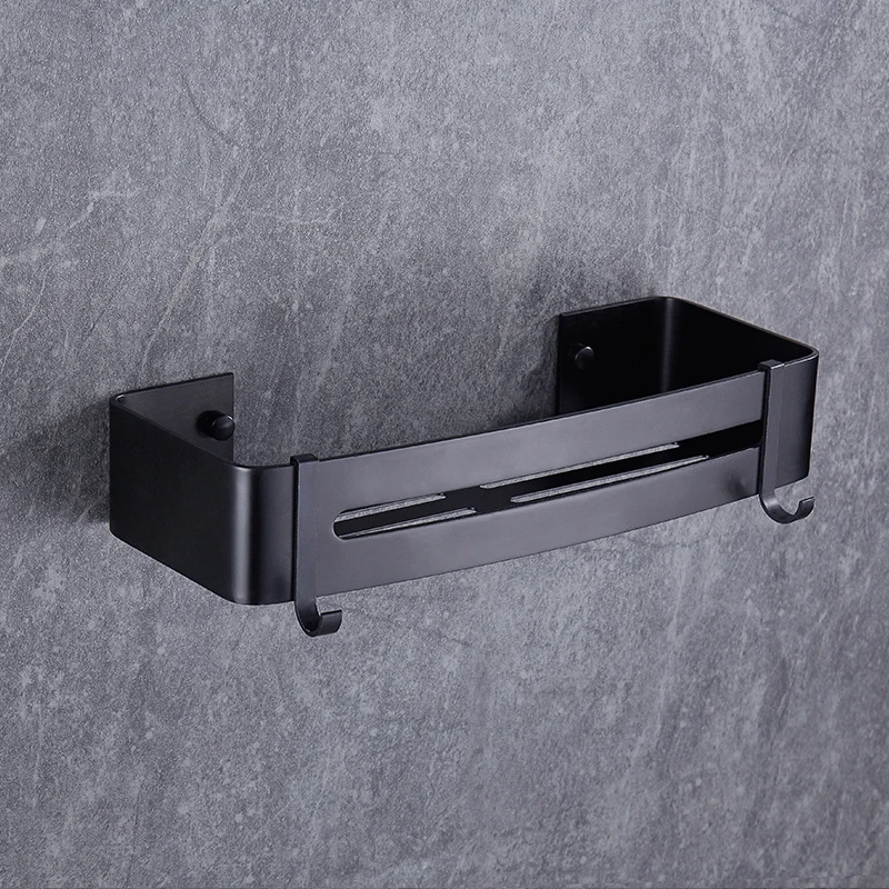 BVZ полка для ванной комнаты, Алюминиевые черные аксессуары для ванной комнаты, корзина для душа, угловые полки для кухни, держатель для шампуня для ванной - Цвет: Square single layer