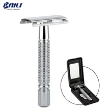 BAILI мужское ручное бритвенное лезвие безопасной бритвы бритвенная ручка парикмахерский Эпилятор нож уход за бородой+ 1 зеркальный Дорожный Чехол BD171