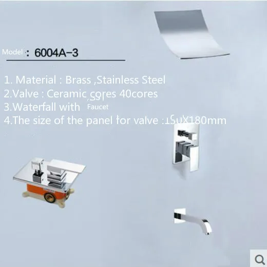 200x160 мм латунь квадратных водопад душ в-настенный монтаж набор для душа 6004
