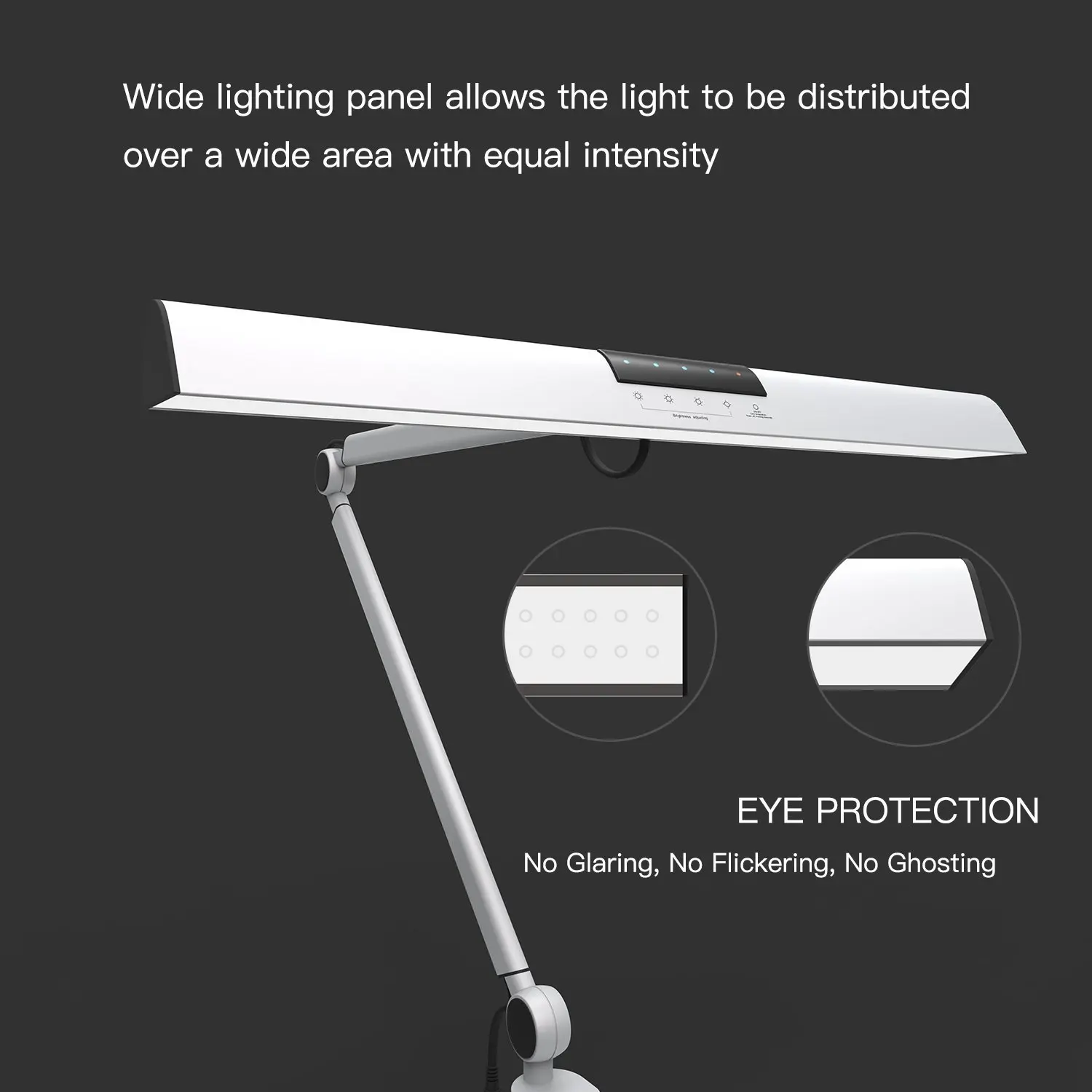 A509 LED Swing Arm Architect Desk Lamp Clamp, Touch Table Lamp for Reading Working Silver 2 Lighting Modes, 4-level Dimmable