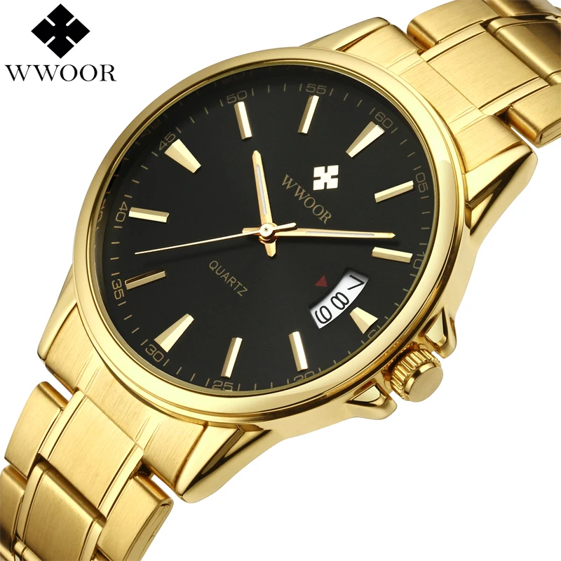 

WWOOR Top Luxury Brand Men Quartz Watch Men Waterproof Ultra Thin Date Clock Male Stainless Steel Sports Watches Relogio